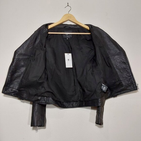 NWT! 7 For All Mankind Asymmetrical Leather Moto Motorcycle Biker Jacket - Large - Picture 5 of 11